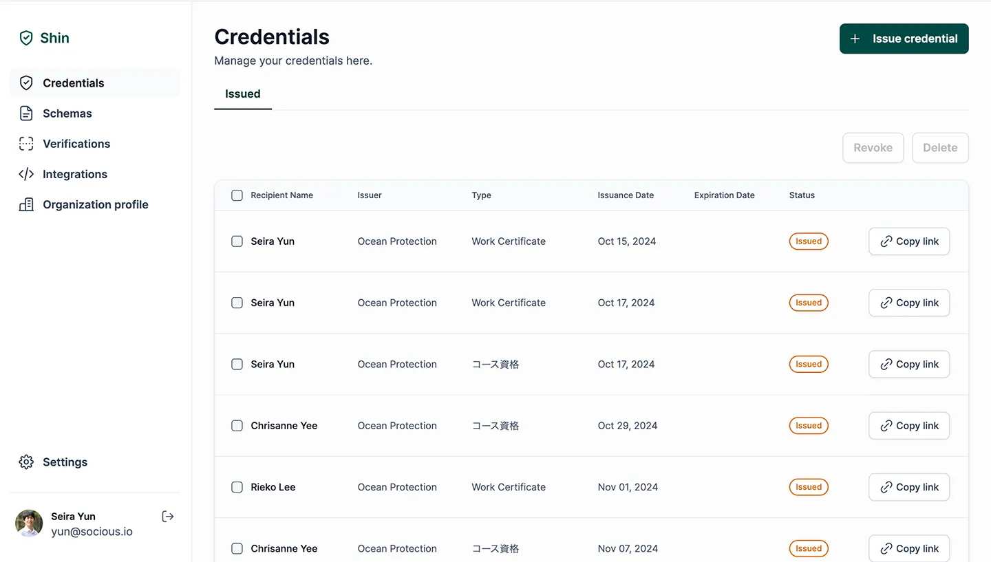 Blockchain-gestütztes Verifizierungs-Dashboard
