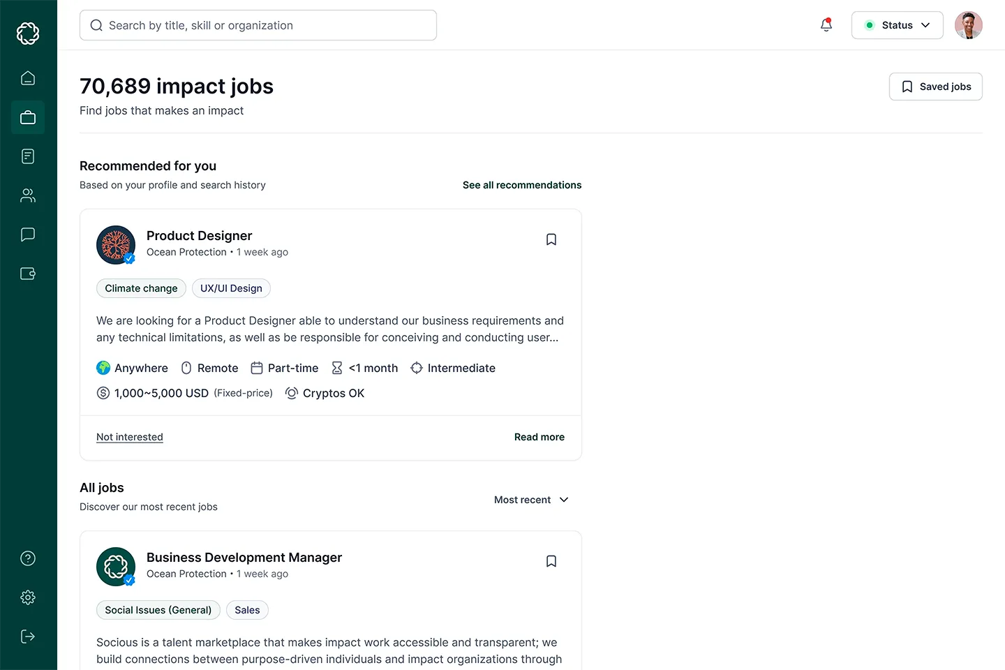 Panel de control Socious Work